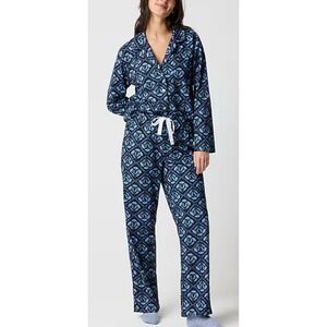 J. Crew Long-sleeve cotton pajama set Small Floral Lightweight Loungewear Cozy
